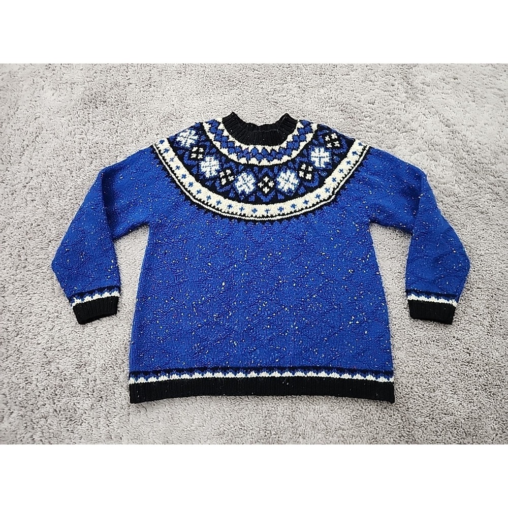 VTG The Limited America Knit By Hand Sweater Womens M Nordic Fair Isle 100% Wool